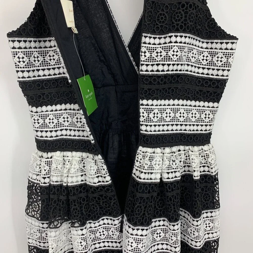 Kate Spade Dress Scenic Route Colorblock Lace Black V Neck NWT